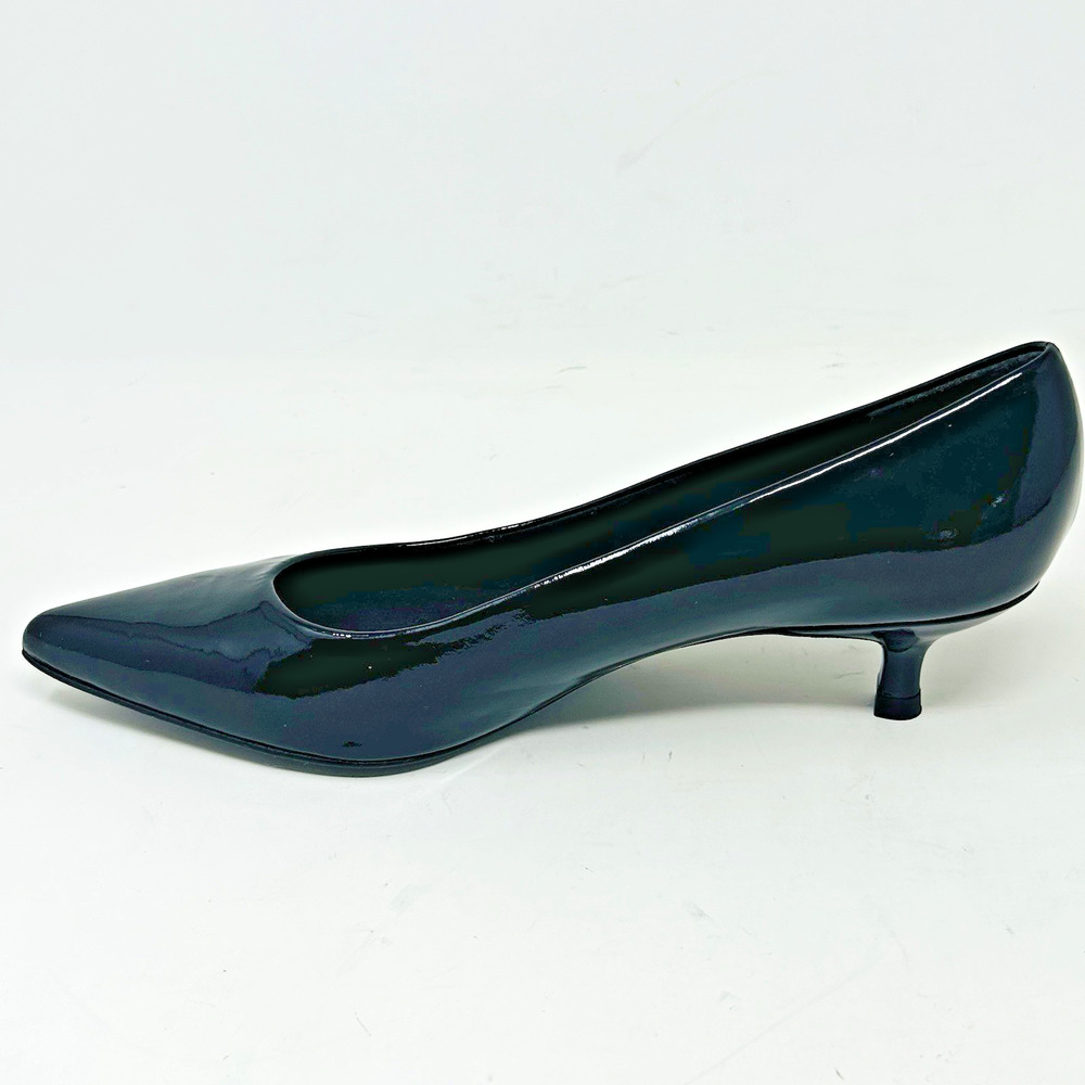 Stuart Weitzman Power Pumps Dark Brown Patent Leather Kitten Heels 6.5 Classic - Picture 3 of 14